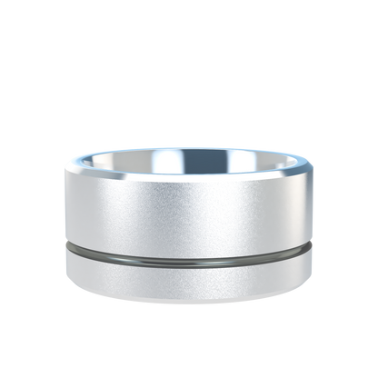 Grooved black rhodium wedding band wide - 2mm to 11mm