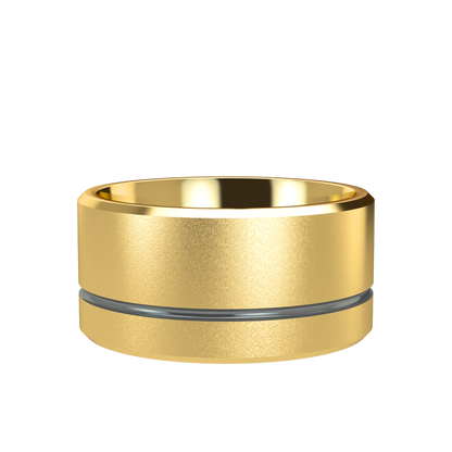 Grooved black rhodium wedding band wide - 2mm to 11mm