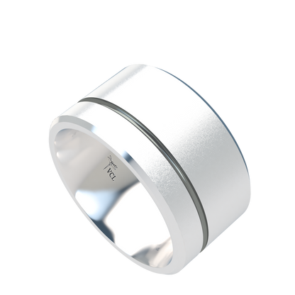 Grooved black rhodium wedding band wide - 2mm to 11mm