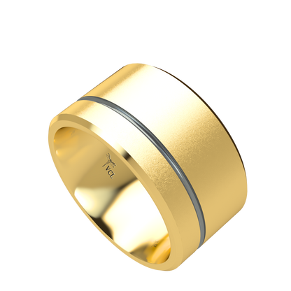 Grooved black rhodium wedding band wide - 2mm to 11mm
