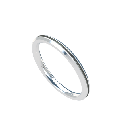 Grooved black rhodium wedding band wide - 2mm to 11mm