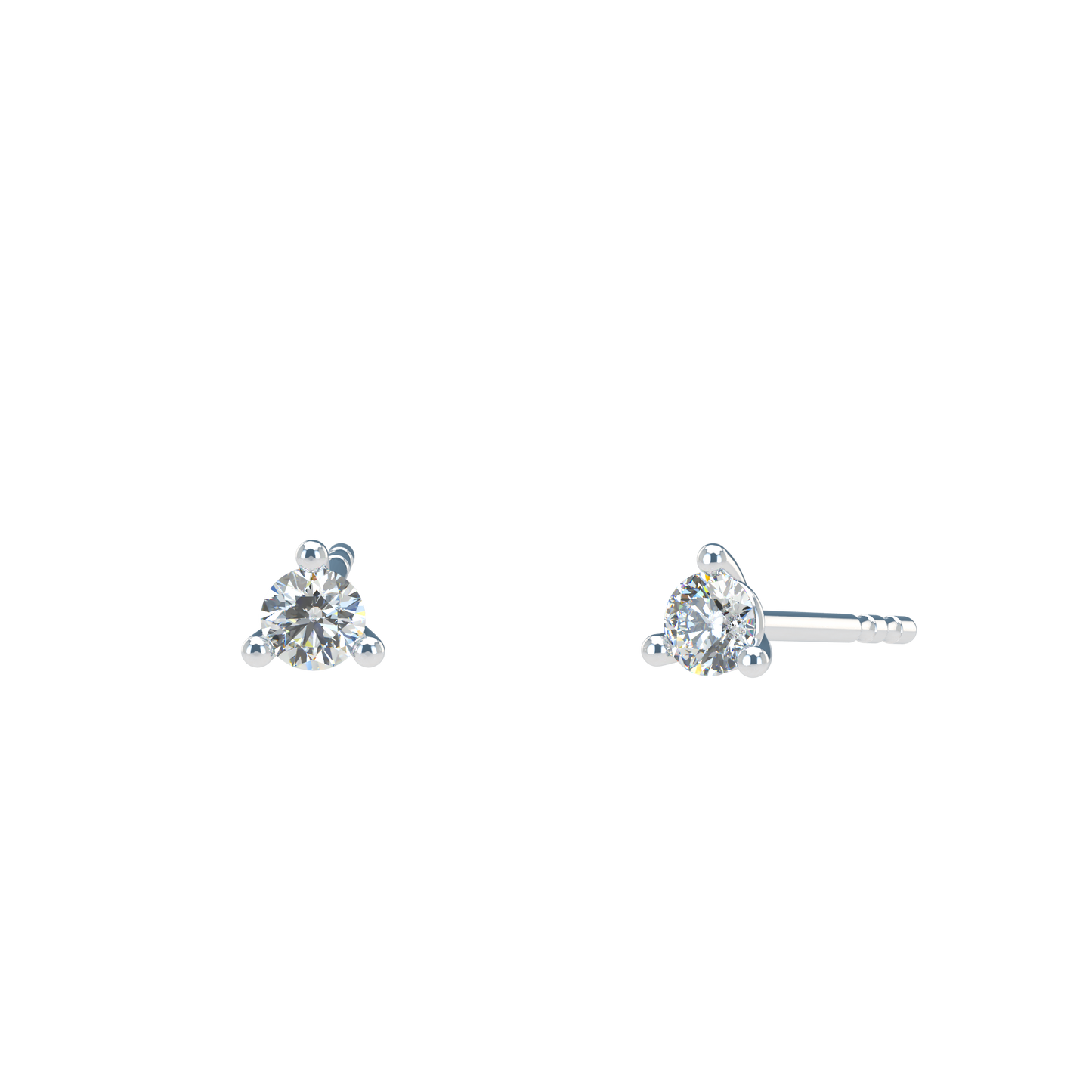 Small Martini 3 Prongs Diamond Studs earrings 0.15ct to 0.50ct