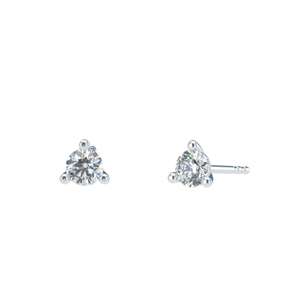 Small Martini 3 Prongs Diamond Studs earrings 0.15ct to 0.50ct