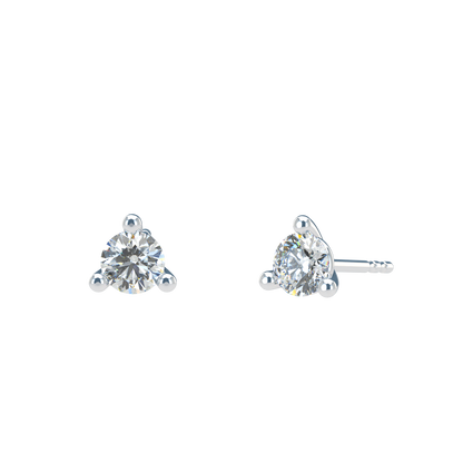 Small Martini 3 Prongs Diamond Studs earrings 0.15ct to 0.50ct