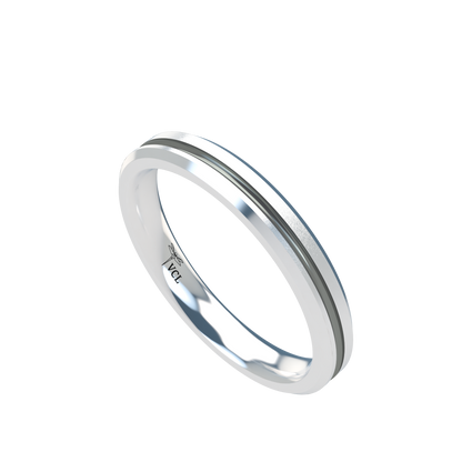 Grooved black rhodium wedding band wide - 2mm to 11mm