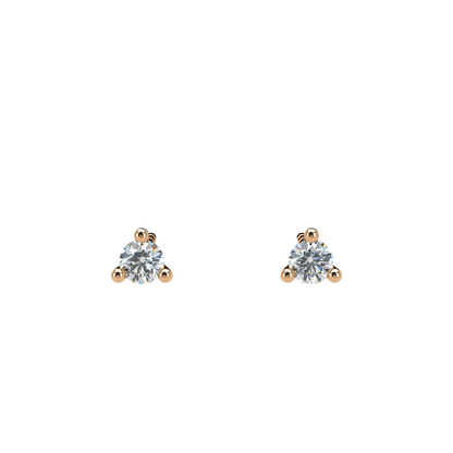 Small Martini 3 Prongs Diamond Studs earrings 0.15ct to 0.50ct