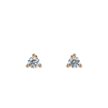 Small Martini 3 Prongs Diamond Studs earrings 0.15ct to 0.50ct