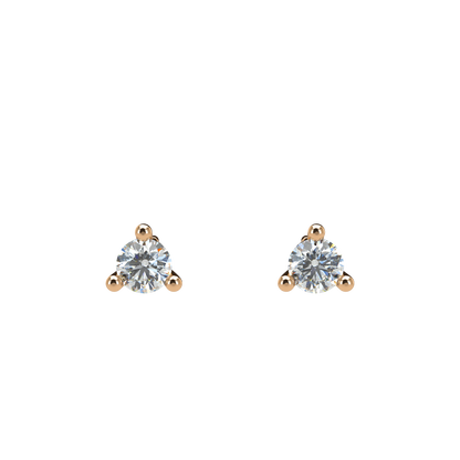 Small Martini 3 Prongs Diamond Studs earrings 0.15ct to 0.50ct