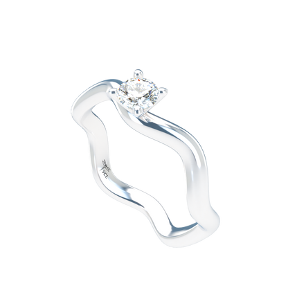 Customizable Diamond Bezel/Prong Wave stacking Ring - ™ Joaillerie VCL