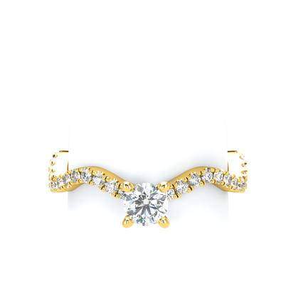 Customizable Diamond Bezel/Prong Wave stacking Ring - ™ Joaillerie VCL
