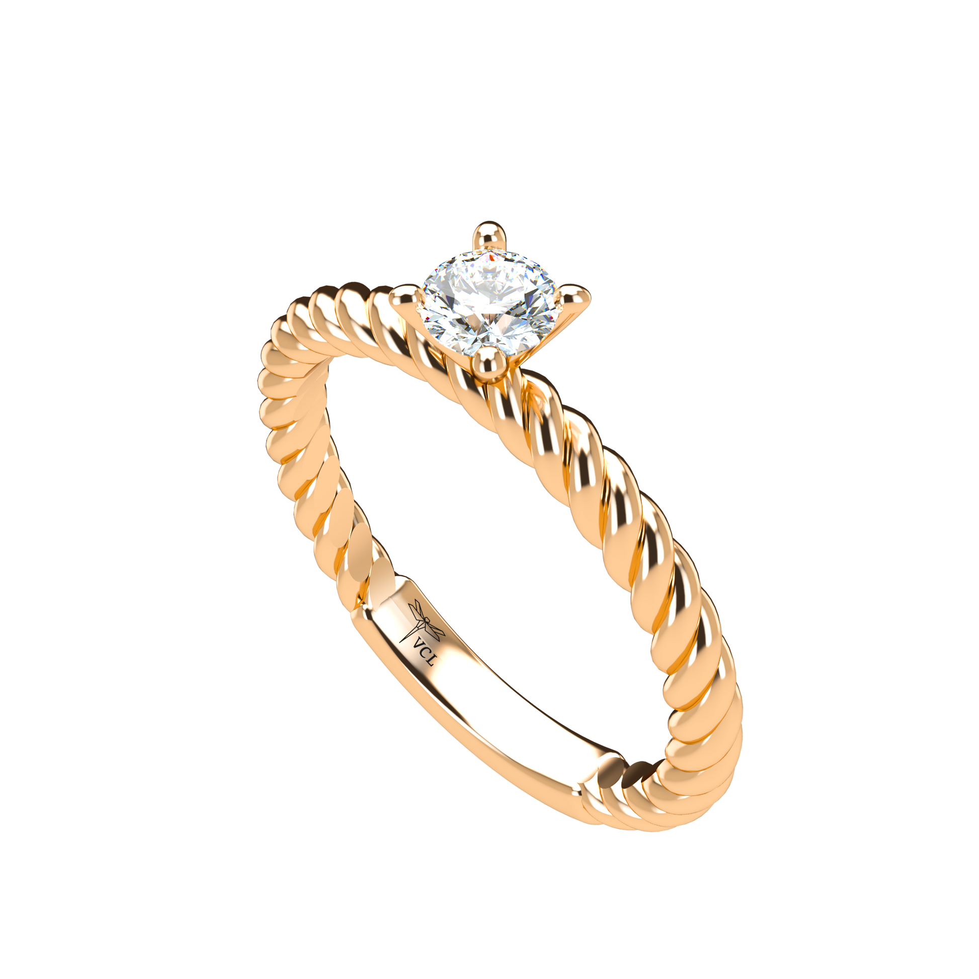 Customizable Diamond Bezel/Prong straight stacking Ring - ™ Joaillerie VCL