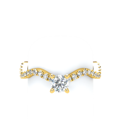 Customizable Diamond Bezel/Prong Wave stacking Ring - ™ Joaillerie VCL