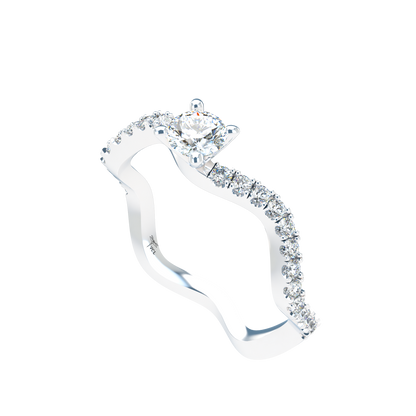Customizable Diamond Bezel/Prong Wave stacking Ring - ™ Joaillerie VCL