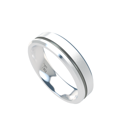 Grooved black rhodium wedding band wide - 2mm to 11mm