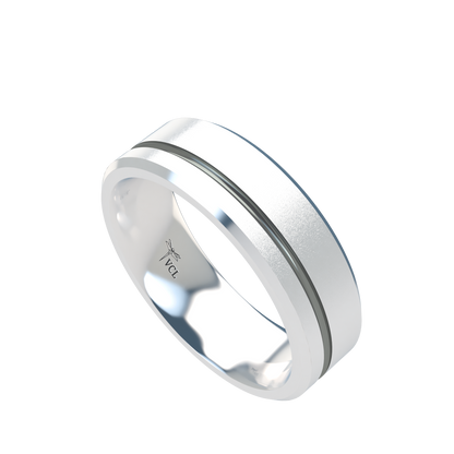 Grooved black rhodium wedding band wide - 2mm to 11mm