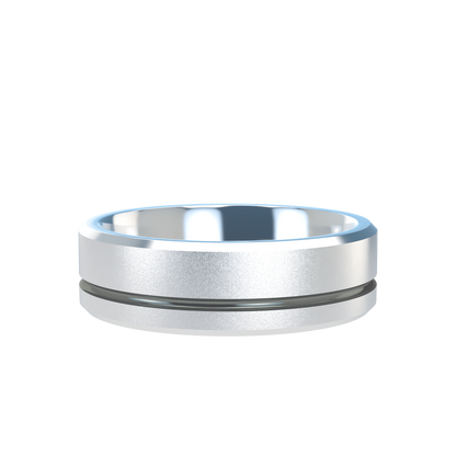 Grooved black rhodium wedding band wide - 2mm to 11mm