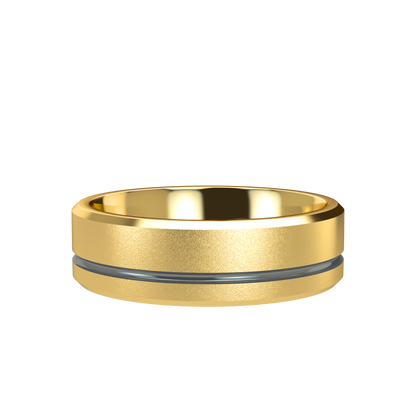 Grooved black rhodium wedding band wide - 2mm to 11mm