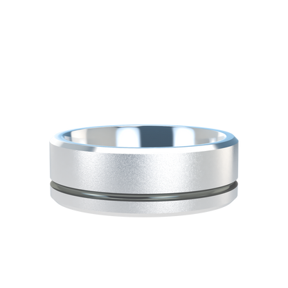 Grooved black rhodium wedding band wide - 2mm to 11mm