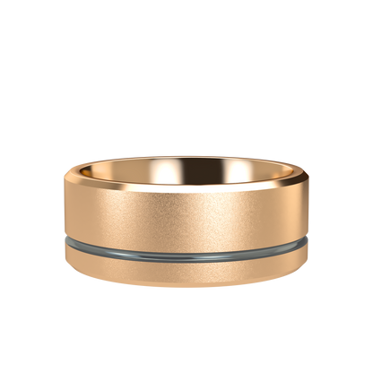 Grooved black rhodium wedding band wide - 2mm to 11mm