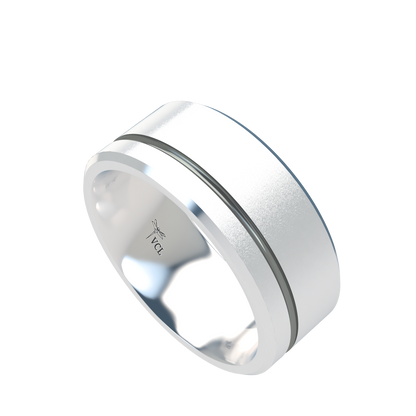Grooved black rhodium wedding band wide - 2mm to 11mm