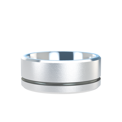 Grooved black rhodium wedding band wide - 2mm to 11mm