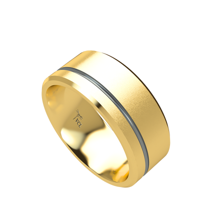 Grooved black rhodium wedding band wide - 2mm to 11mm