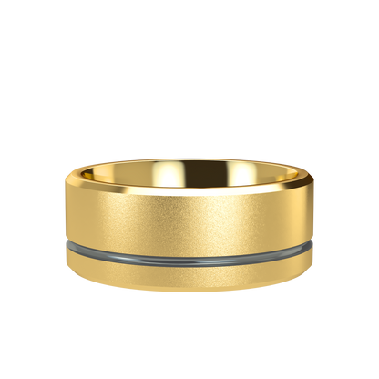 Grooved black rhodium wedding band wide - 2mm to 11mm