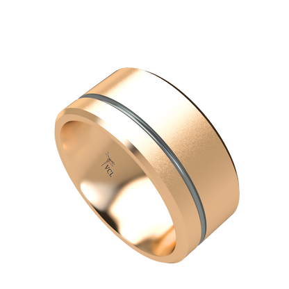 Grooved black rhodium wedding band wide - 2mm to 11mm