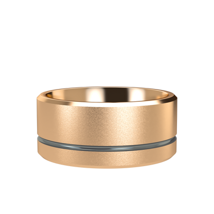 Grooved black rhodium wedding band wide - 2mm to 11mm