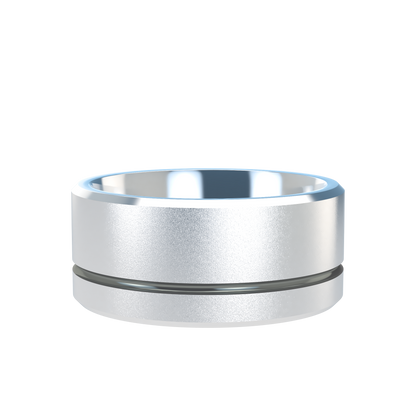 Grooved black rhodium wedding band wide - 2mm to 11mm