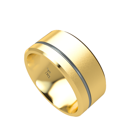 Grooved black rhodium wedding band wide - 2mm to 11mm