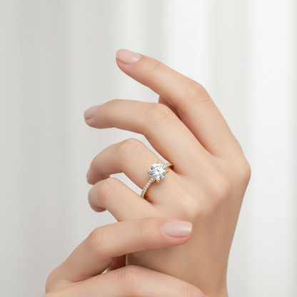 Charmaine VCL Prestige diamond solitaire with Cut diamond Pavé