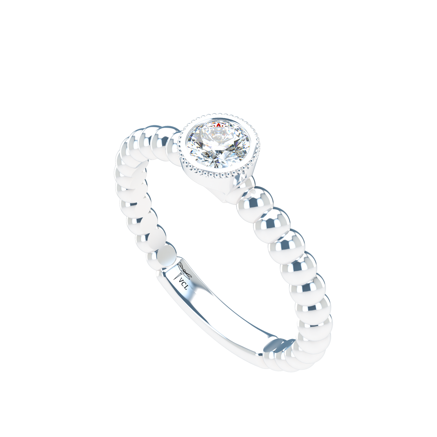 Customizable Diamond Bezel/Prong straight stacking Ring - ™ Joaillerie VCL