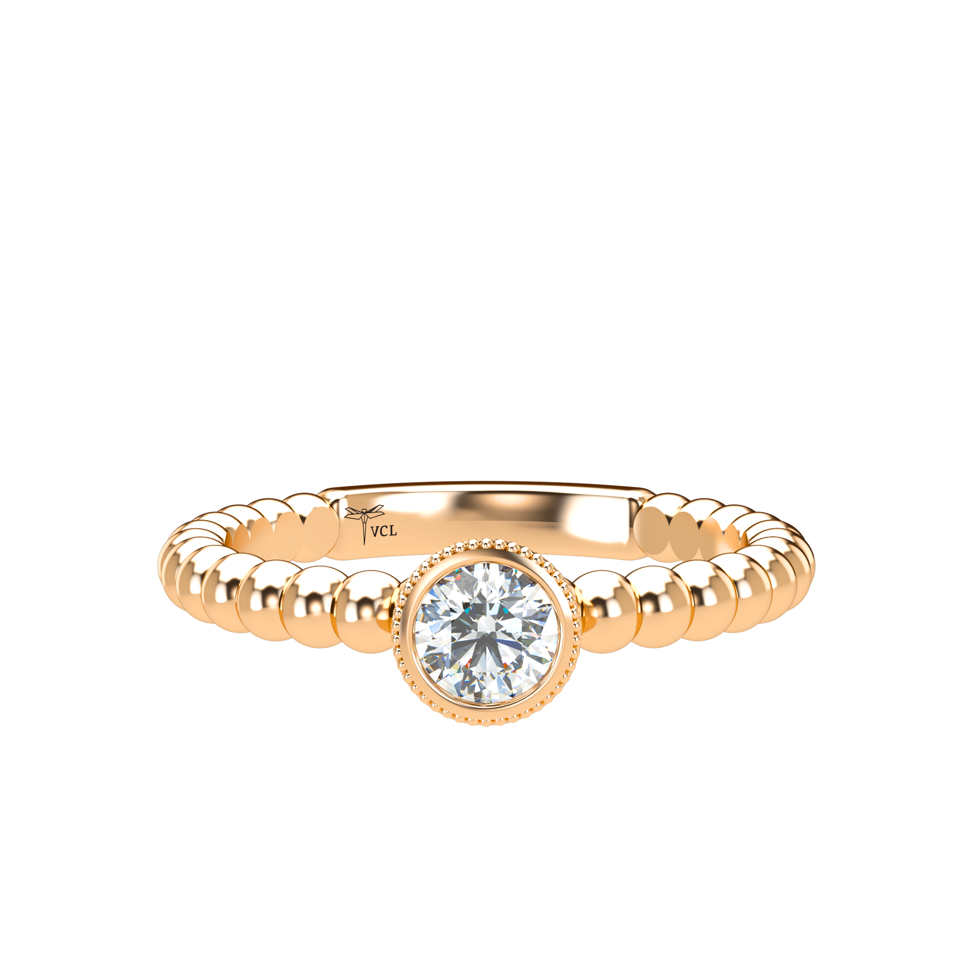 Customizable Diamond Bezel/Prong straight stacking Ring - ™ Joaillerie VCL