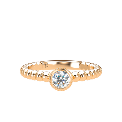 Customizable Diamond Bezel/Prong straight stacking Ring - ™ Joaillerie VCL