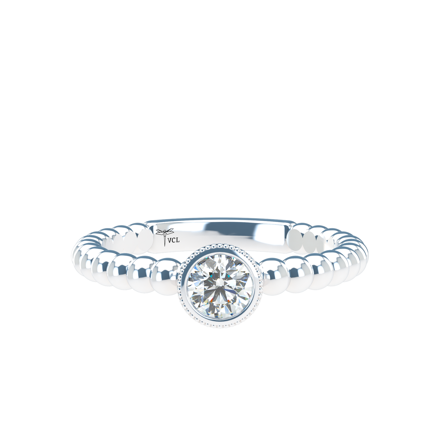 Customizable Diamond Bezel/Prong straight stacking Ring - ™ Joaillerie VCL