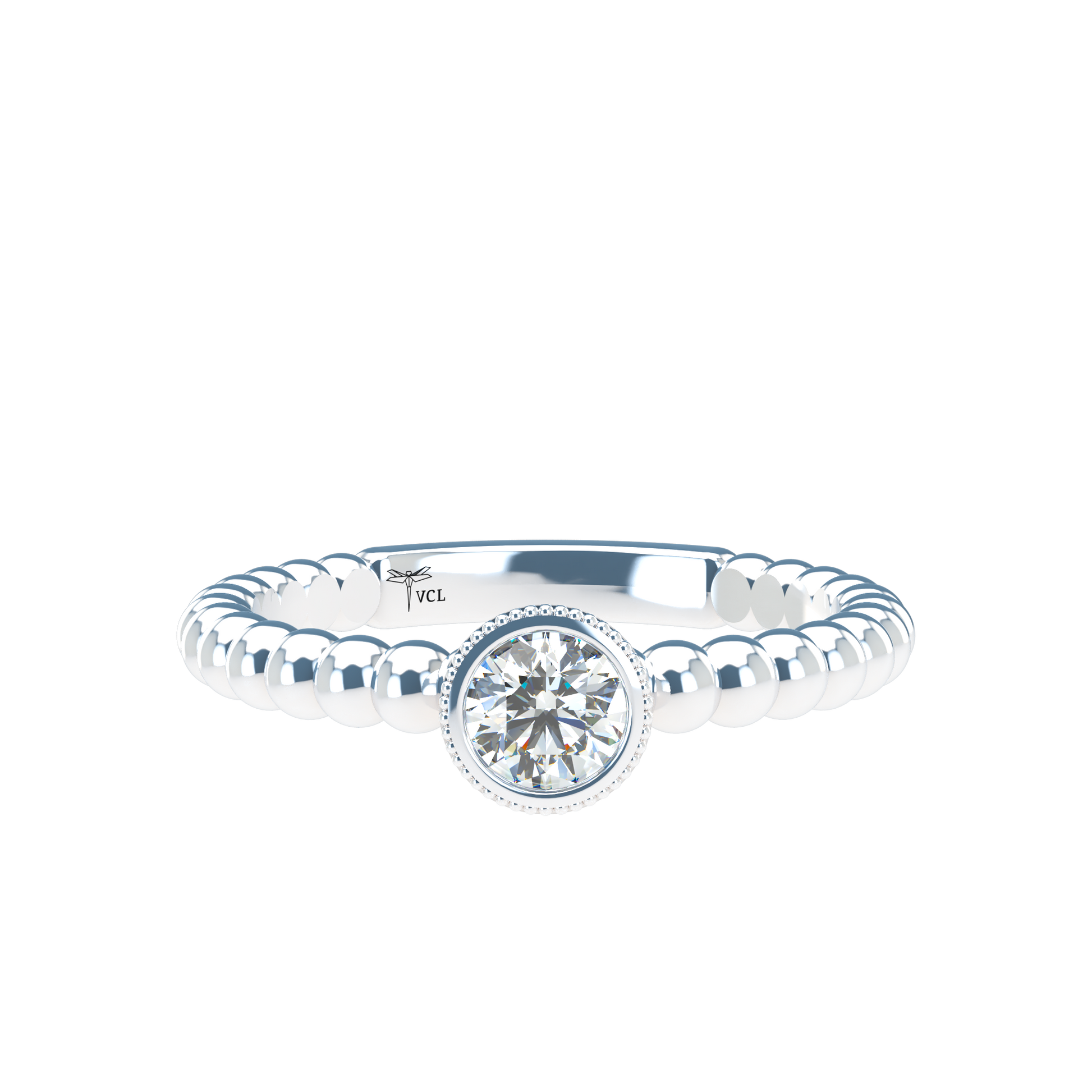Customizable Diamond Bezel/Prong straight stacking Ring - ™ Joaillerie VCL