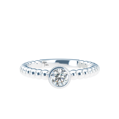 Customizable Diamond Bezel/Prong straight stacking Ring - ™ Joaillerie VCL