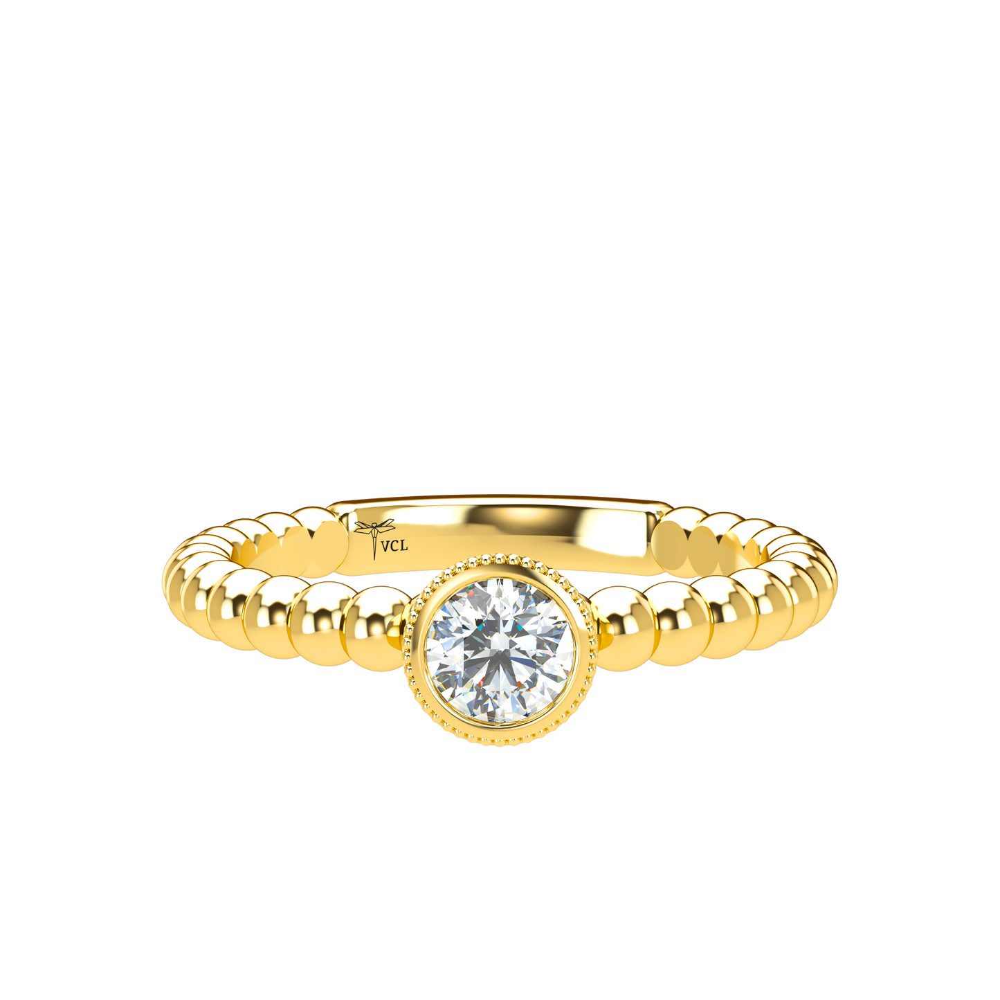 Customizable Diamond Bezel/Prong straight stacking Ring - ™ Joaillerie VCL