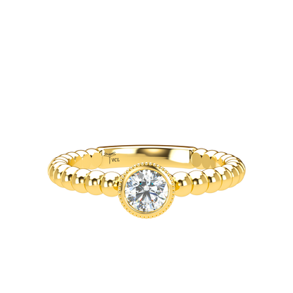 Customizable Diamond Bezel/Prong straight stacking Ring - ™ Joaillerie VCL