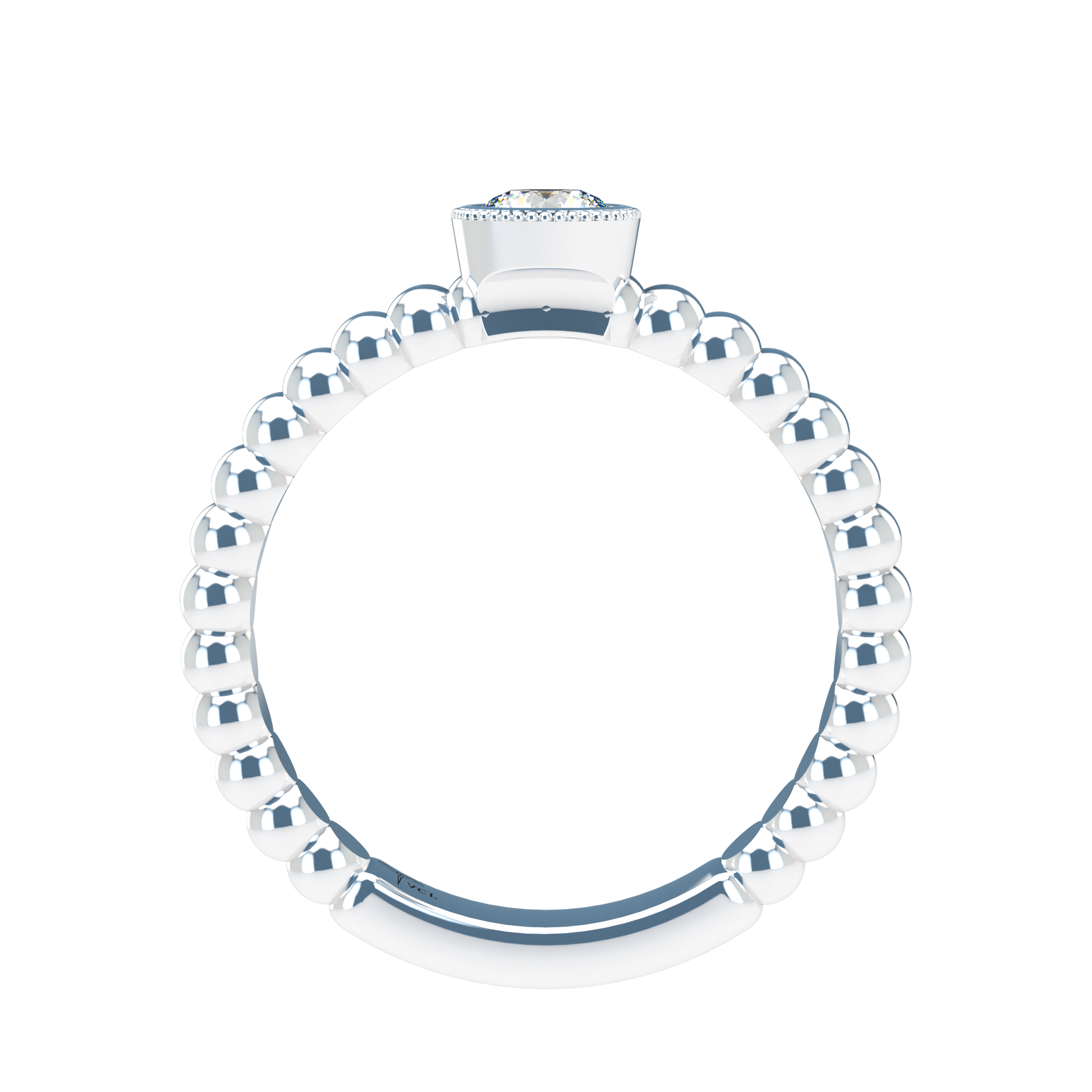 Customizable Diamond Bezel/Prong straight stacking Ring - ™ Joaillerie VCL