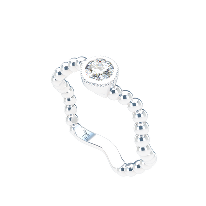 Customizable Diamond Bezel/Prong Wave stacking Ring - ™ Joaillerie VCL