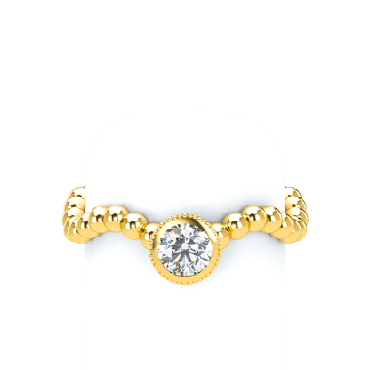 Customizable Diamond Bezel/Prong Wave stacking Ring - ™ Joaillerie VCL