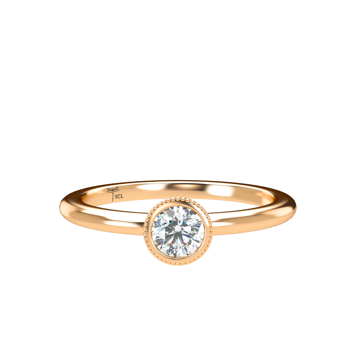 Customizable Diamond Bezel/Prong straight stacking Ring - ™ Joaillerie VCL