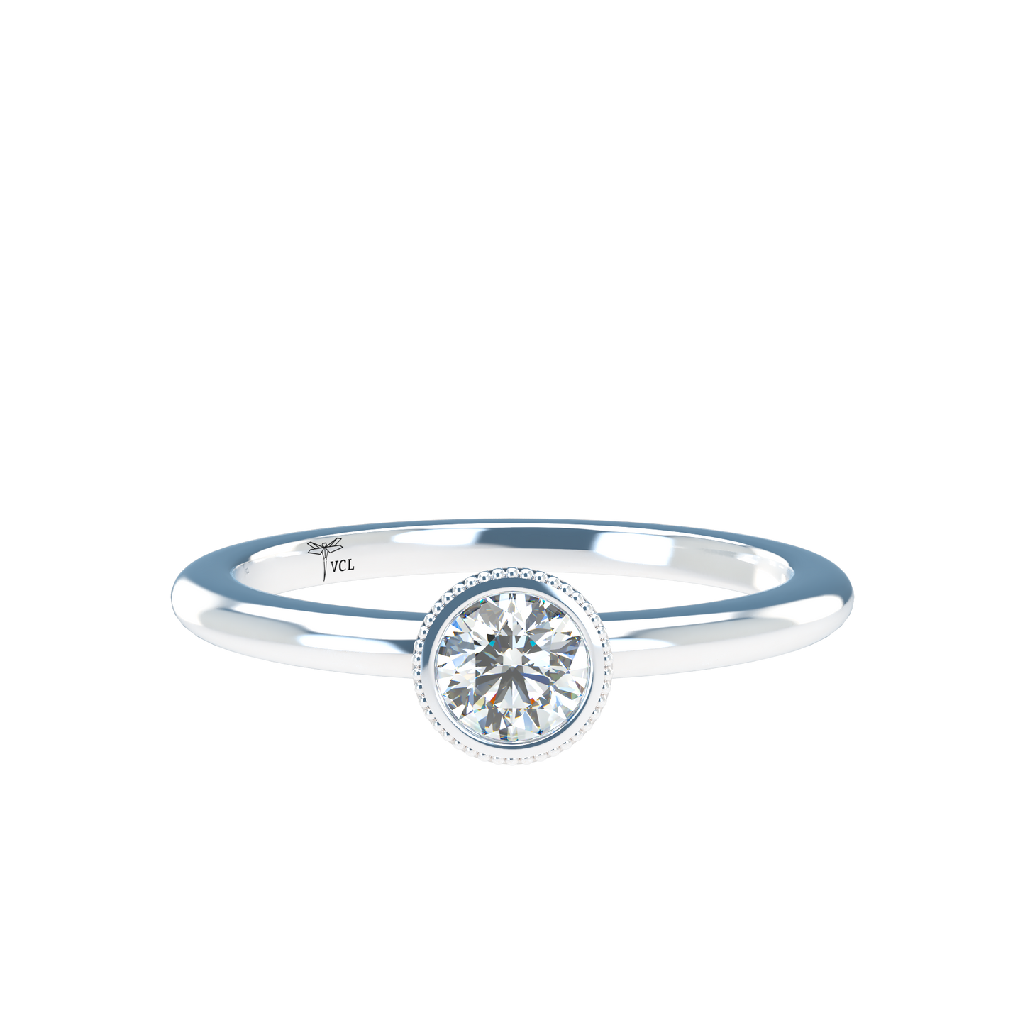 Customizable Diamond Bezel/Prong straight stacking Ring - ™ Joaillerie VCL