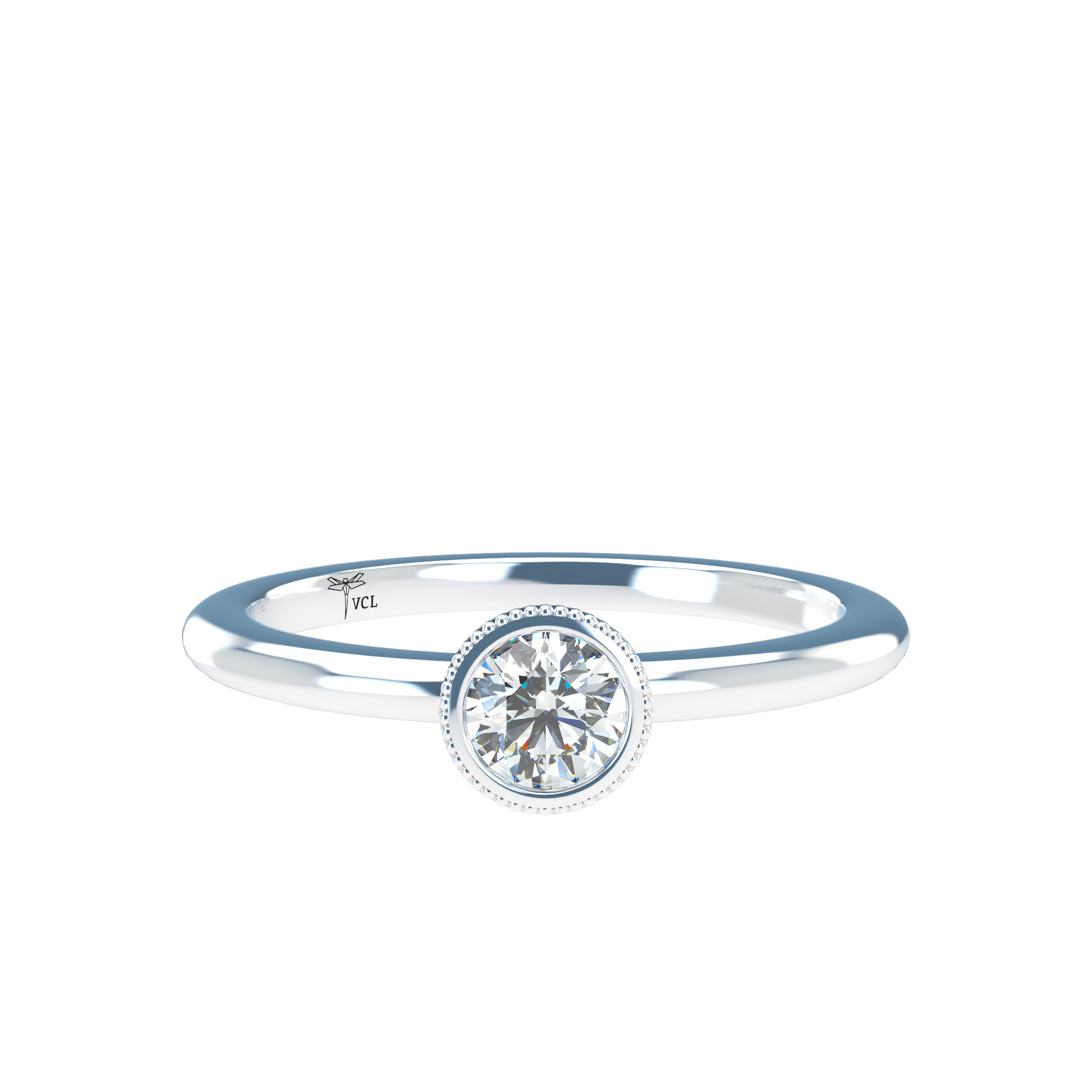 Customizable Diamond Bezel/Prong straight stacking Ring - ™ Joaillerie VCL