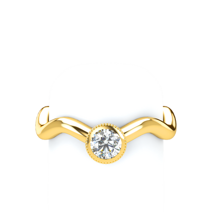 Customizable Diamond Bezel/Prong Wave stacking Ring - ™ Joaillerie VCL