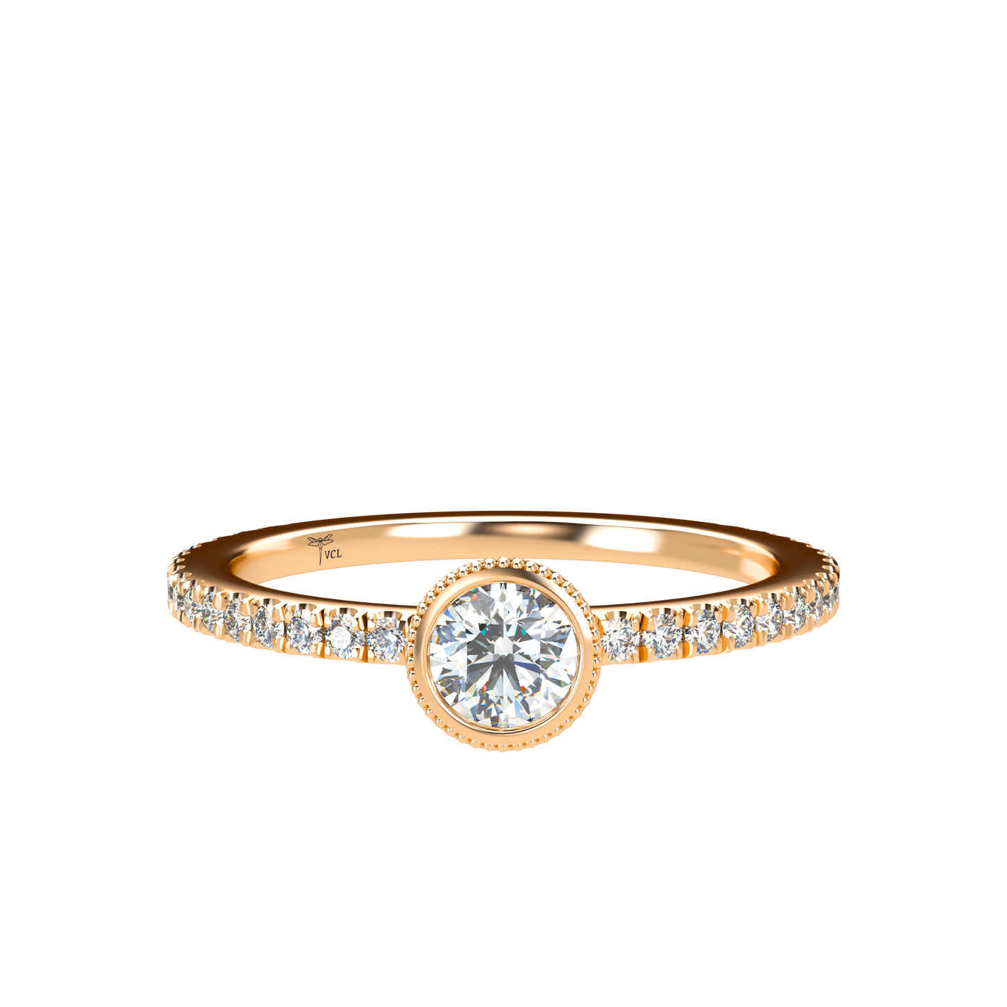 Customizable Diamond Bezel/Prong straight stacking Ring - ™ Joaillerie VCL