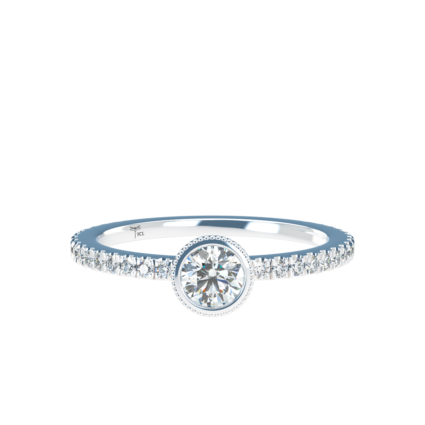 Customizable Diamond Bezel/Prong straight stacking Ring - ™ Joaillerie VCL