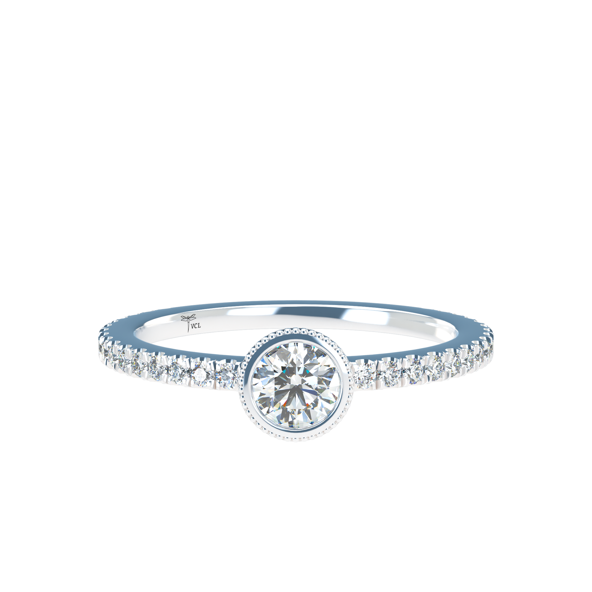 Customizable Diamond Bezel/Prong straight stacking Ring - ™ Joaillerie VCL